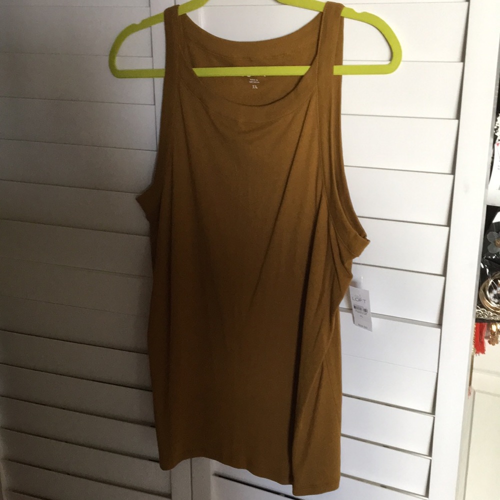 Loft XL cognac Scoop neck tank brand new with tags